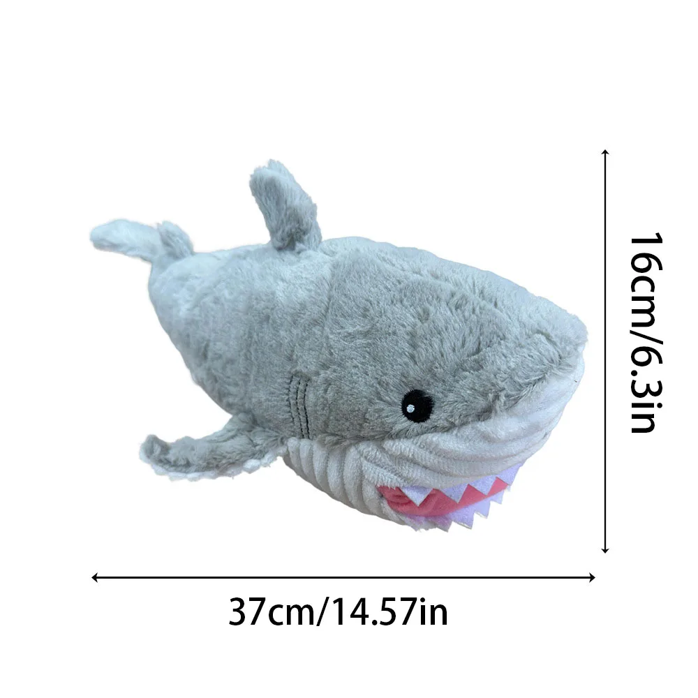 لعبة الكلب القطيفة على شكل سمكة قرش - لعبة مضغ تفاعلية متينة مضادة للعض، دمية رفيق محشوة ناعمة لتخفيف الملل، #5