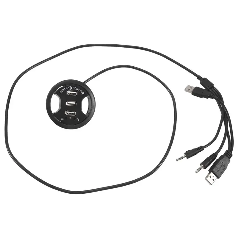 

Инновационный USB-хаб USB 2.0 для настольного монтажа, аудиоадаптер с 3 портами, встраиваемый в стол, мультипортовый USB 2.0 хаб