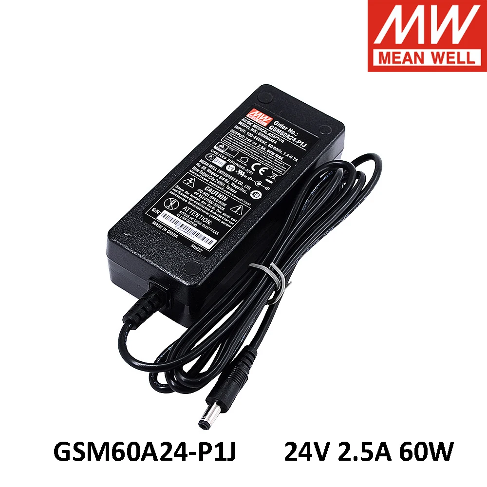 

Оригинальный блок питания Mean Well GSM60A24-P1J, 80-264В AC/DC, 24В 2.5А 60Вт, с одним выходом, импульсный.