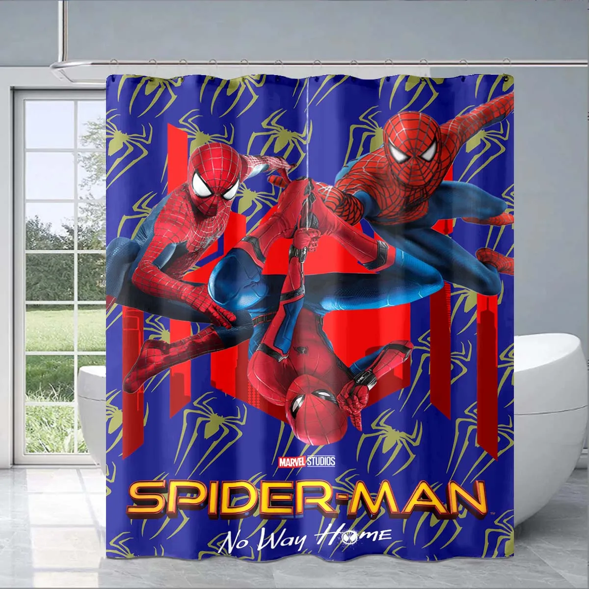 8 Size Super Hero Spider-Man Shower Curtain Marvel 3D Printing Waterproof Bathroom Decoration Curtain Gift To Marvel Fans