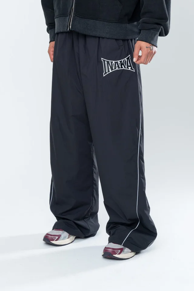 Pantalones Deportivos Casuales POWERSHOT BAGGY para Hombre y Mujer, Verano, Inaka Power, Oversize, Holgados, Estilo Urbano Y2K, Negro 4