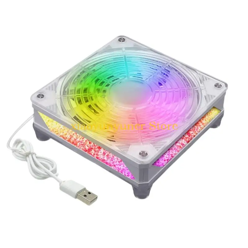 P9JB 120mm PC Router Fan Cooling Fan Adjustable Speed Portable Cooling Fan with LED Light for Router Modem TV Box Electronics