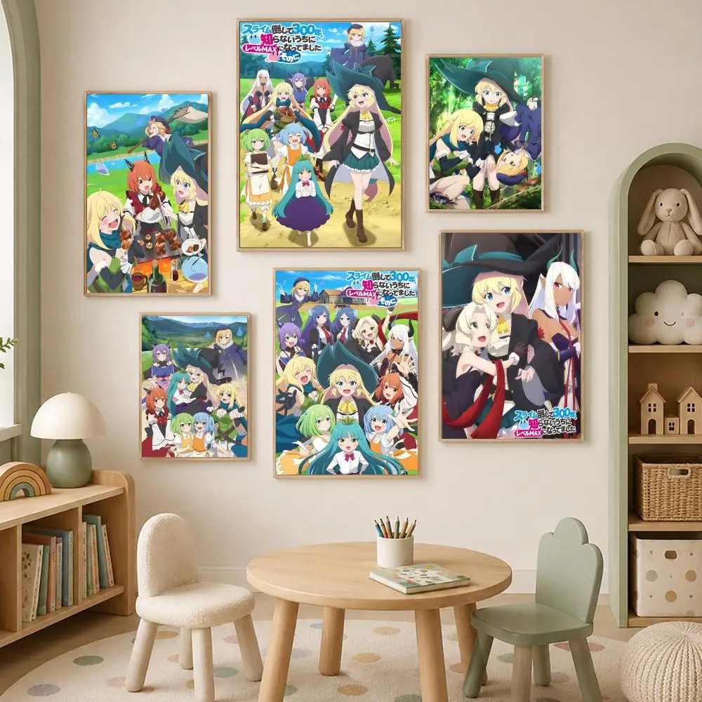 I've Been Killing Slimes for 300Years and Maxed Out My Level Poster Self-Stick HD PVC Wall Art Waterproof Decor for Bedroom