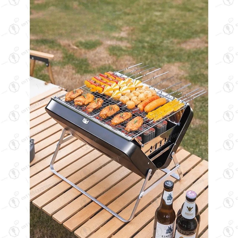 

Portable folding charcoal grill that can be stowed away in 5 seconds, suitable for outdoor camping and home barbecue