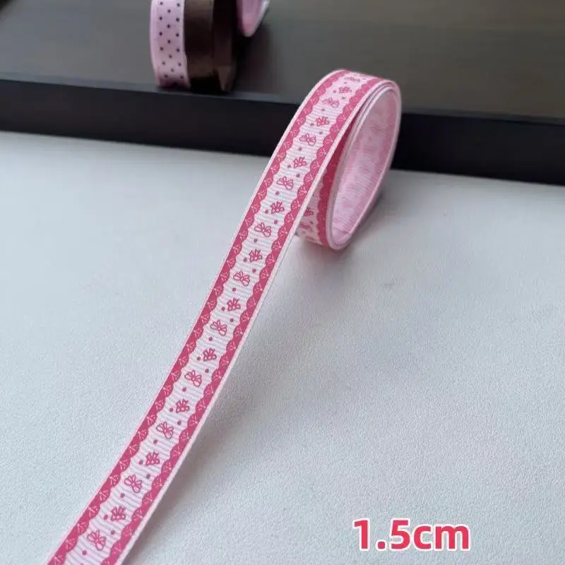 12-teiliges Set aus rosa-braunen gestreiften Bändern, Kombination aus Spitze, handgemachte Schleifen, Haaraccessoires, Geschenkverpackung, DIY-Material, Geschenk – Detail 11
