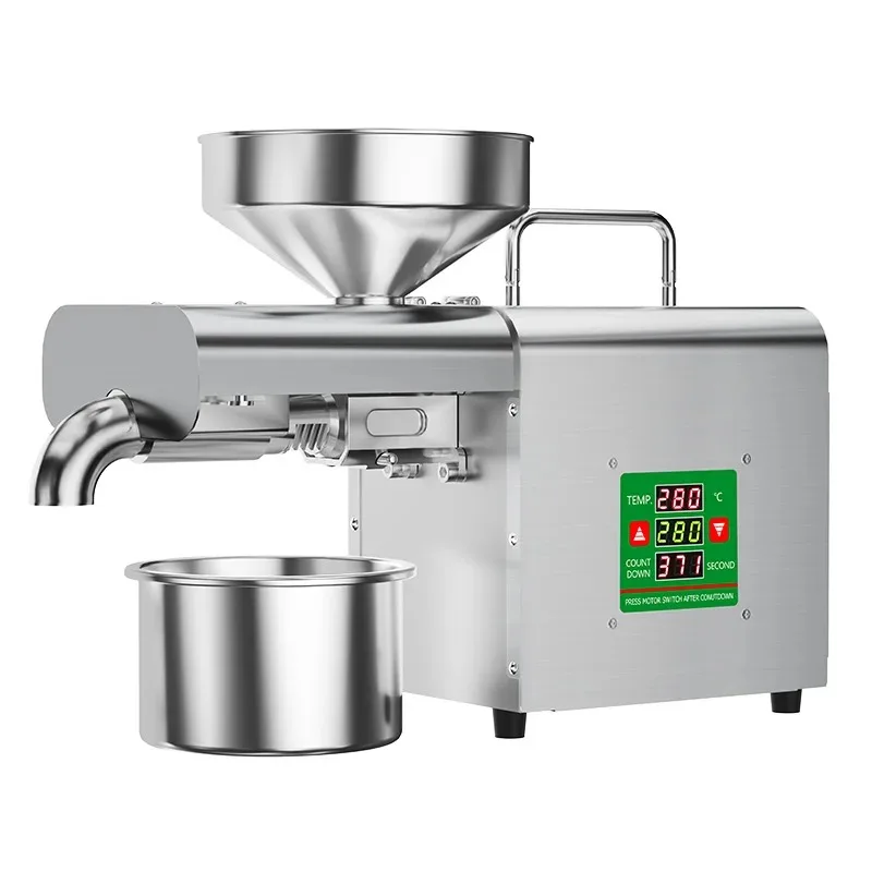 Electric Oil Press Machine,Cold/Hot Press for Home Use Automatic Oil Extractor for Peanut/Sesame/Sunflower Seeds,Stainless