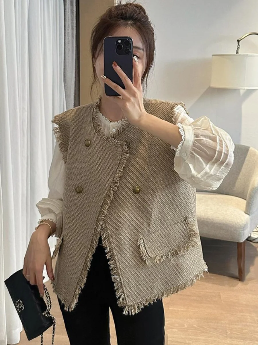 Small Fragrance Style Women's Vest Top Layer Autumn New Arrival 2026 European Goods Retro Jacket Shoulder Coat