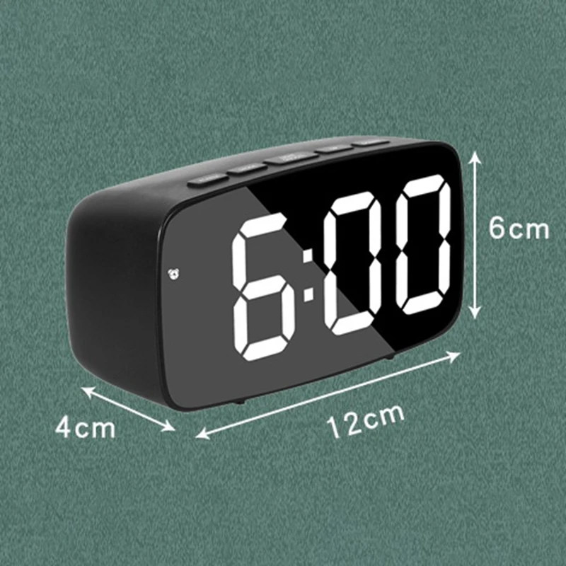 Smart Digital Alarm Clock Bedside,Red LED Travel USB Desk Clock with 12/24H Date Temperature Snooze for Bedroom,Black