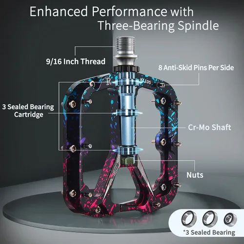 Imagen 2 del producto Pedal de bicicleta KRSEC, aleación de aluminio, sello ultraligero, 3 rodamientos, accesorios para pedales de bicicleta de montaña y carretera
