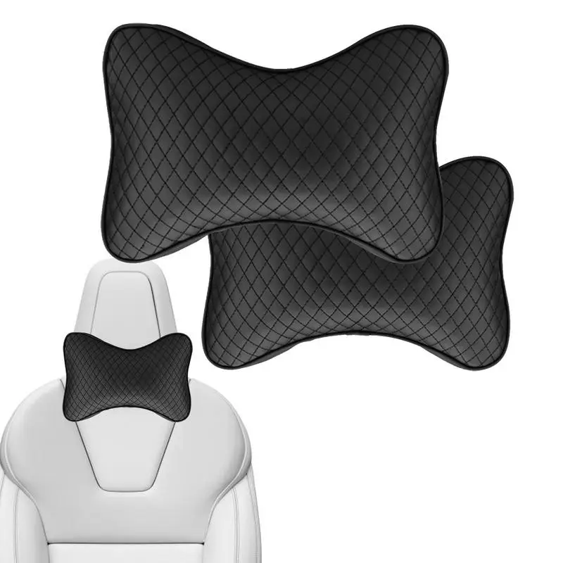 Neck Pillow For Driving 2pcs Automotive Cushion With Strap For Neck Rest Comfortable PU Leather Neck Rest Pillow For Driving