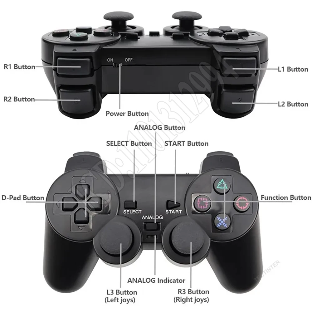 1 piece Wireless Gamepad For PS2 Console Joystick 2.4G Double Vibration Shock Joypad USB PC Game Controller