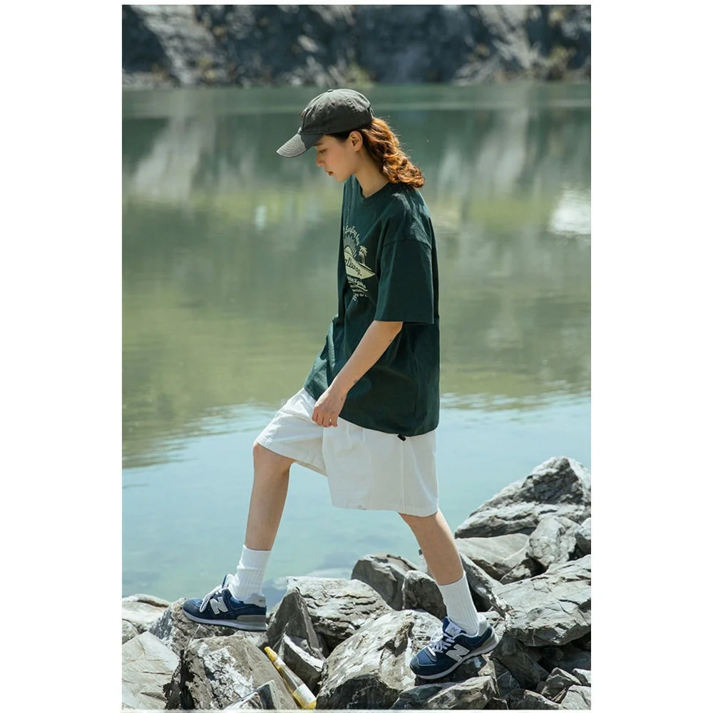 00% puur katoen zomer elastische taille orts ex Street Sle hoge taille wijde pijpen casual broek voor mannen en vrouwen