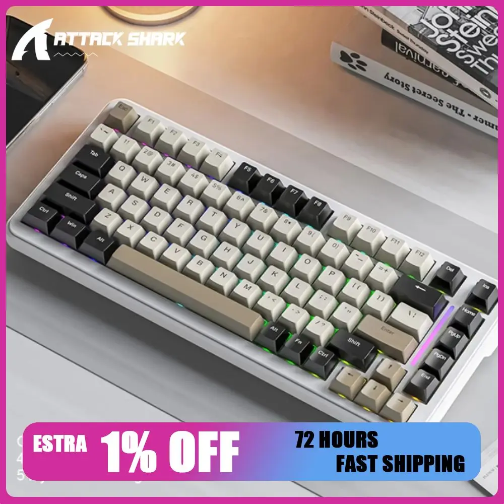 Attack Shark M86 Mechanical Keyboard Tri-Mode Wireless 82 Keys RGB Backlit Hot-Swap Gasket 4000mAh Large Battery Gaming Keyboard