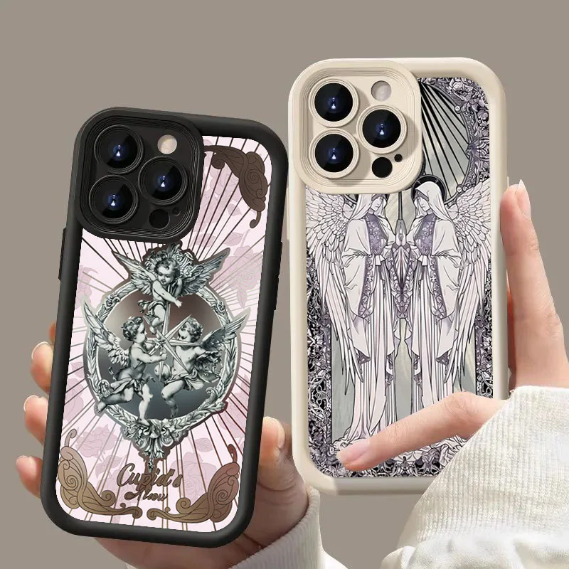 Retro Cupid Angel Phone Case for Xiaomi Redmi Note 13 12 Pro Plus 5G 12S 11S 10S 11 10 Redmi 12C 13C 13 4G Soft Shockproof Cover