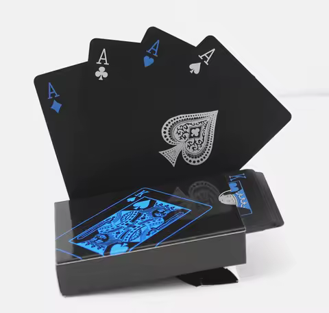 Waterproof PVC Pure Black Magic Box-packed Plastic Playing Cards 54pcs Cards Set Deck Poker Classic Magic Tricks Tool Board Game