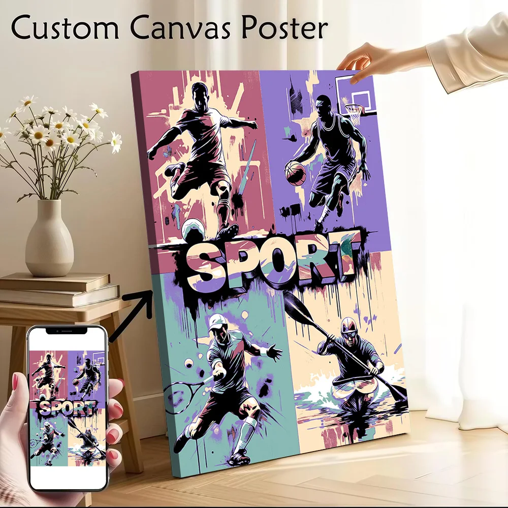 Dynamic Sports Collage Printed Canvas Wall Art Customizable Paintings Poster Perfect Gift for Modern Home Decoration Ornaments