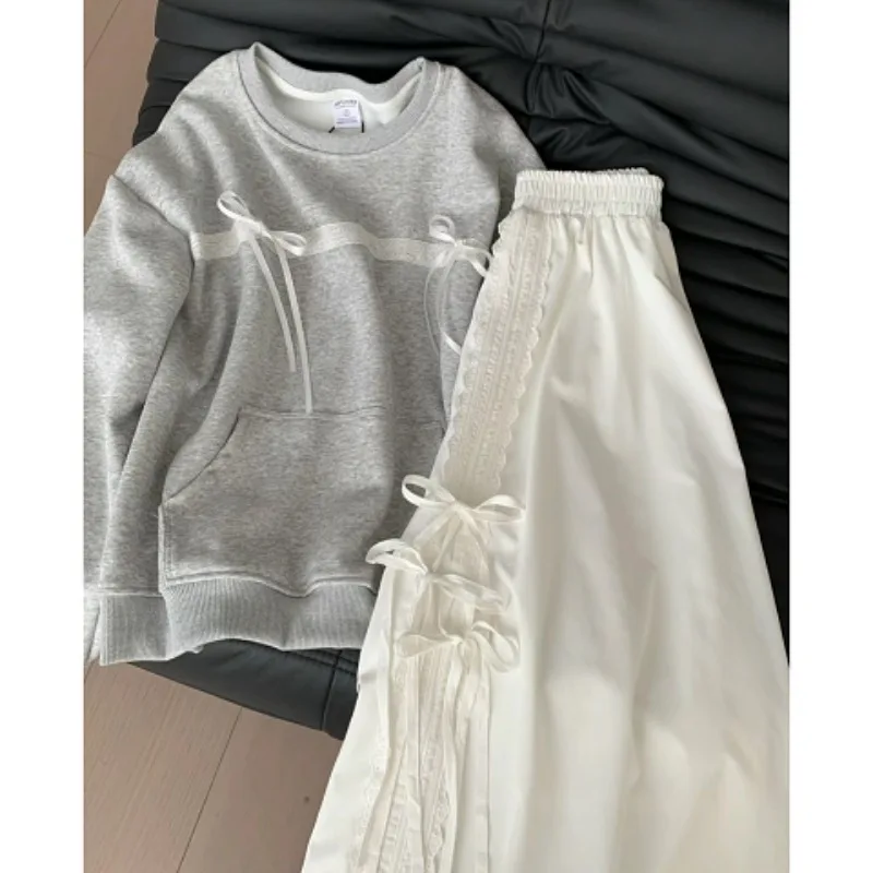 

Spring The Gentle Department Wears Woman's 2024 Korean-style New Retro Fashion Loose Sweater With Slim Skirt Two-piece Suit