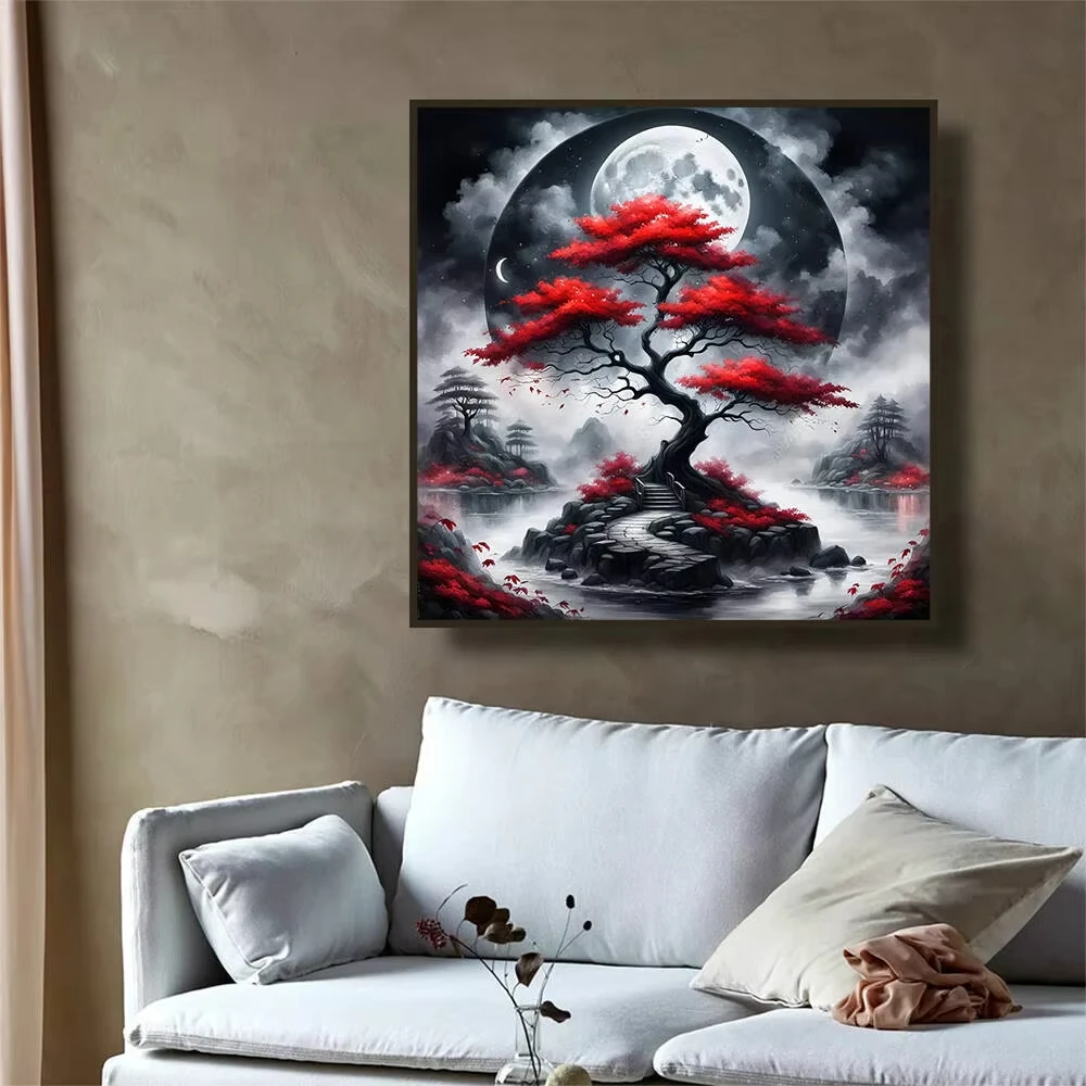 

A Tree and Full Moon Scenery 1024 PCS Jigsaw Puzzles Family Activity Games for Gameroom Bedroom Home Decor Gift Frameless