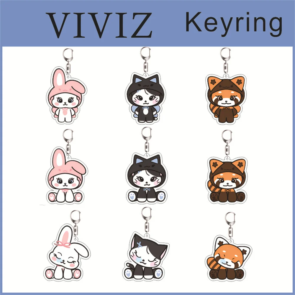 Kpop VIVIZ Keychain 1pcs/Set Cartoon Cute Acrylic Pendant Double Sides Printing Bag Accessories Keyring Eunha Umji SinB Fan Gift