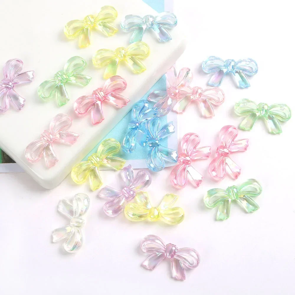 20pcs Bowknot Transparent Bead Diy Bracelet Necklace Make Accessories Acrylic Bead Beads To Make Bracelets Diy Accessories