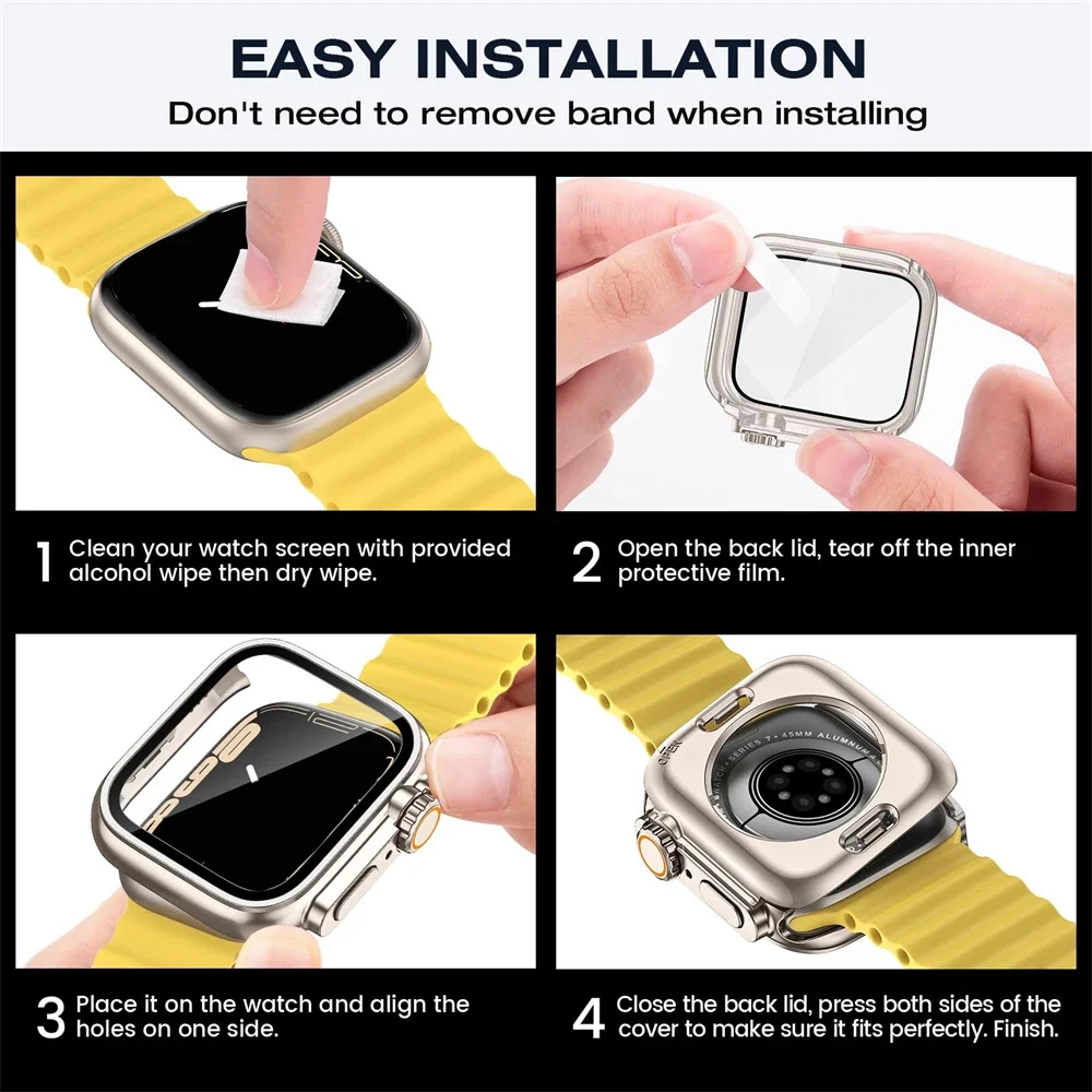 Защитный чехол для экрана Apple Watch 40 мм, 41 45 мм, 44 мм, серия 10, 42 мм, 46 мм, защитный чехол из закаленного стекла iWatch 9 8 7 6 5 4SE