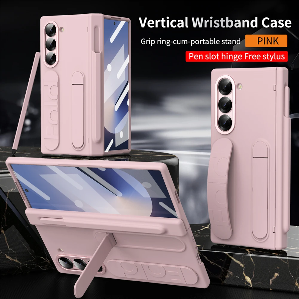 Nice Verical Wristband Cover For Samsung Galaxy Z Fold 6 Fold5 4 3 Mobile Phone Case With Touch Pen Stylus