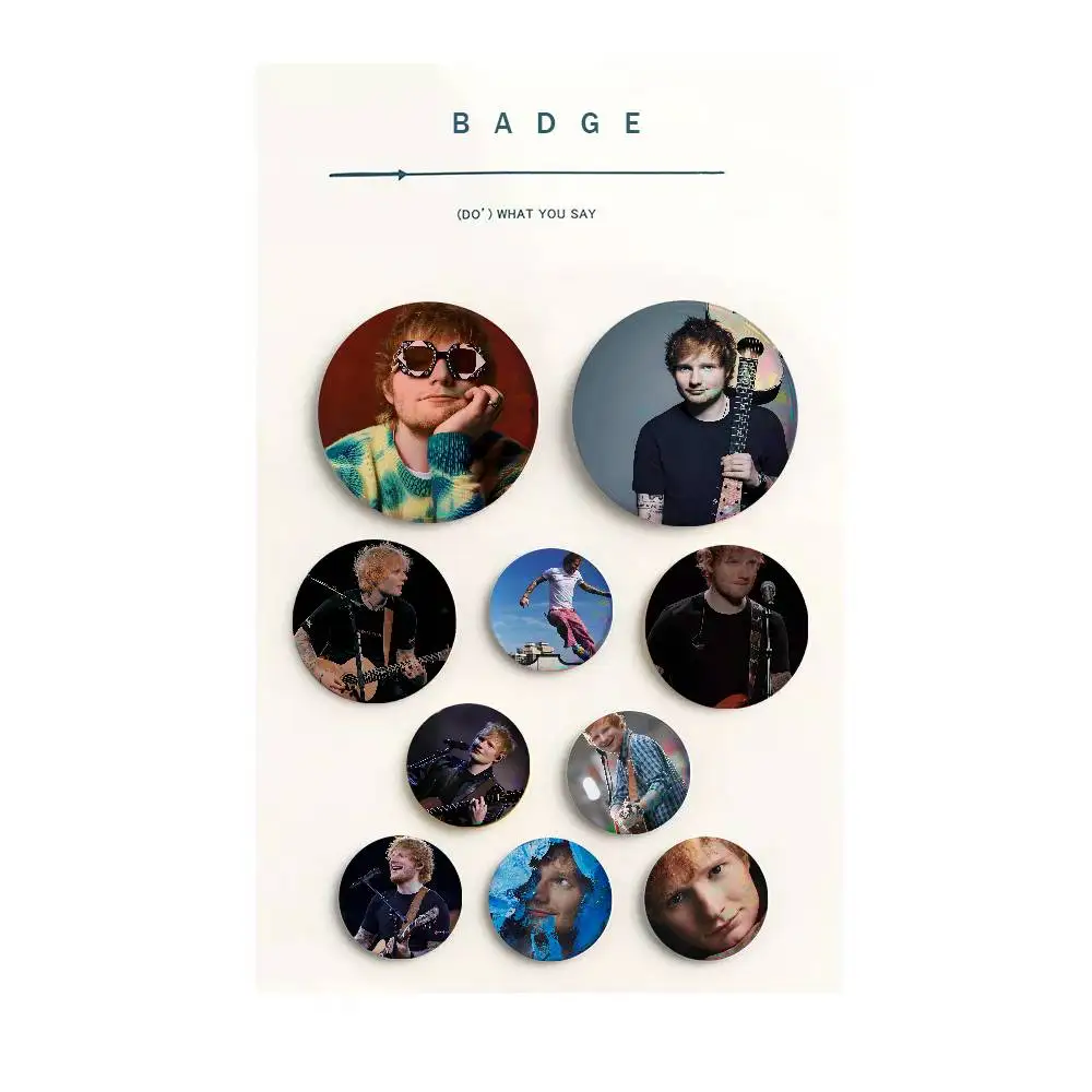 Ed Sheeran Cute Cool Round Pin Badge Set for Anime Game Music Cartoon Fans Backpack Denim Jacket Hat Decoration