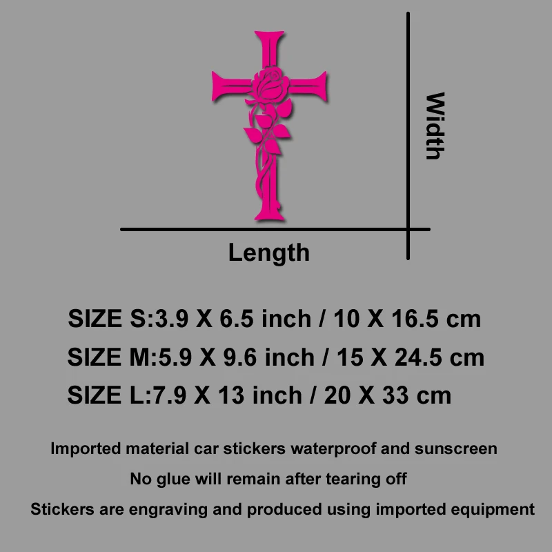 Rose Cross Car Decal, Christian Faith Vinyl Sticker for Window Bumper, Waterproof Religious Vehicle Decoration, Perfect for SUV