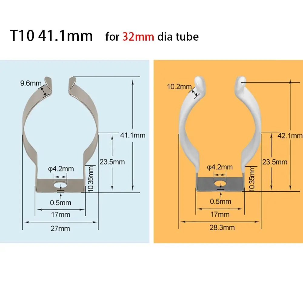 10Pcs Fixing Clips Spring Terry Clip Clamp Holders Base Tool Lamp Tube Clip Heavy Duty T8/T10 Pipes Clamp for 25mm/32mm Dia Tube
