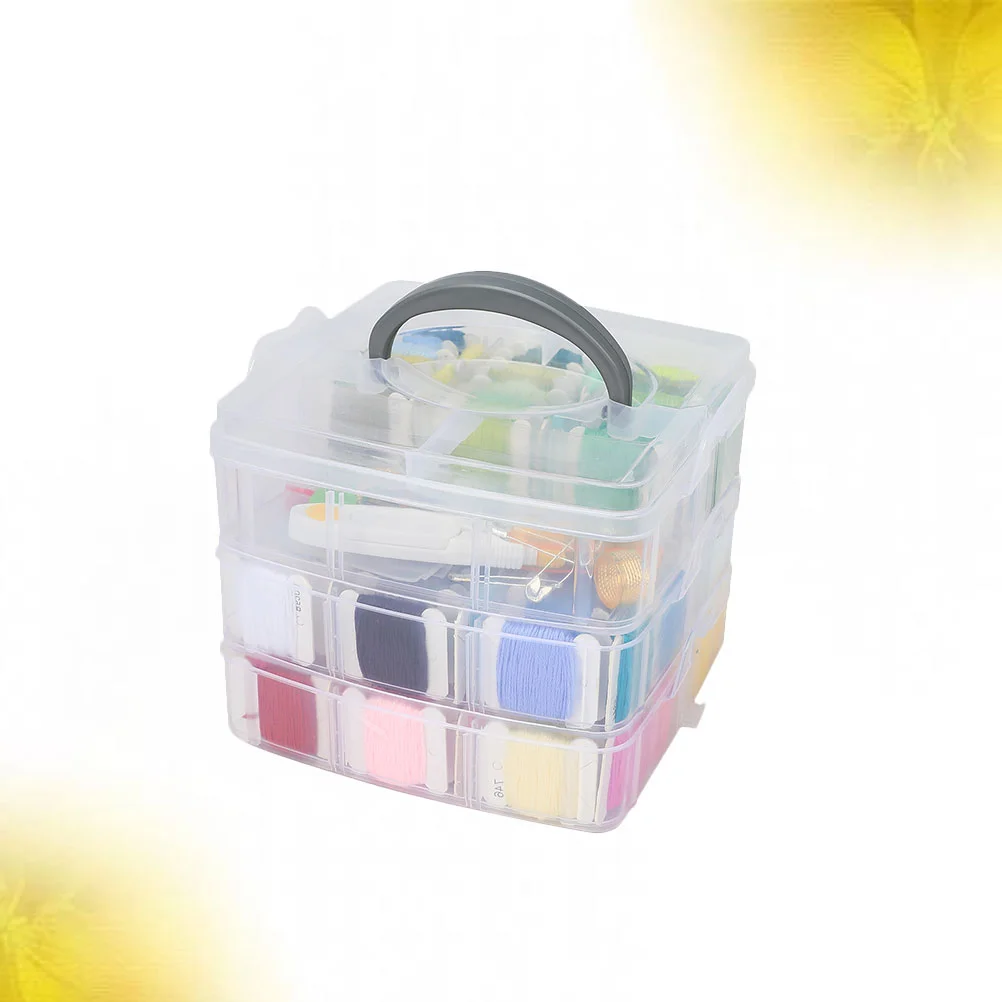 150 Pcs Colorful Embroidery Threads Cross Stitch Kit Board Thread Accessories Storage Case Embroidery Tools Set Women Girls