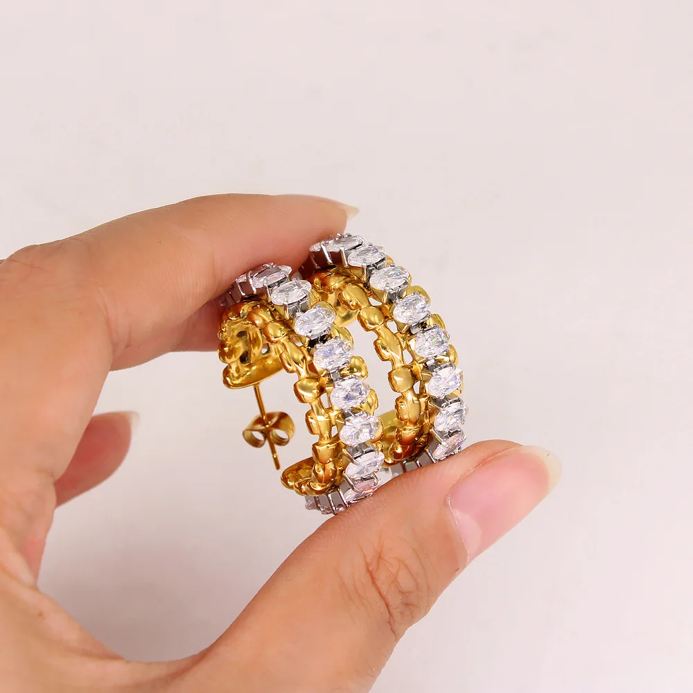 DIY accessories South Korea titanium steel 18K gold-plated full diamond zircon exquisite design sense Internet celebrity tempera