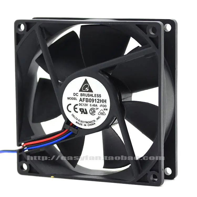 

Delta AFB0912HH 9025 9cm 0.4A 12V Dual Ball Large Air Volume Fan 92x92x25mm Cooling Fan Case Cooler