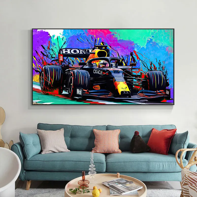 F1 World Champion Car Painting Poster Abstract Graffiti Wall Art Canvas Prints Modular Pictures Home Living Room Decor