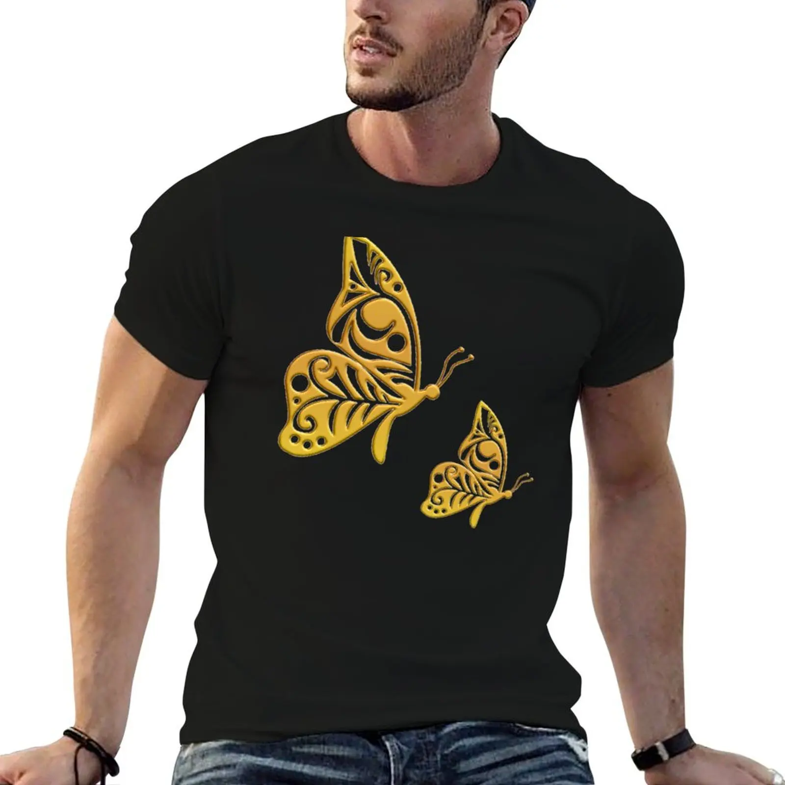 GOLDENBUTTERFLY - GOLDEN - BUTTERFLY - BUTTERFLY GOLD T-Shirt Christmas Theme Tee Top