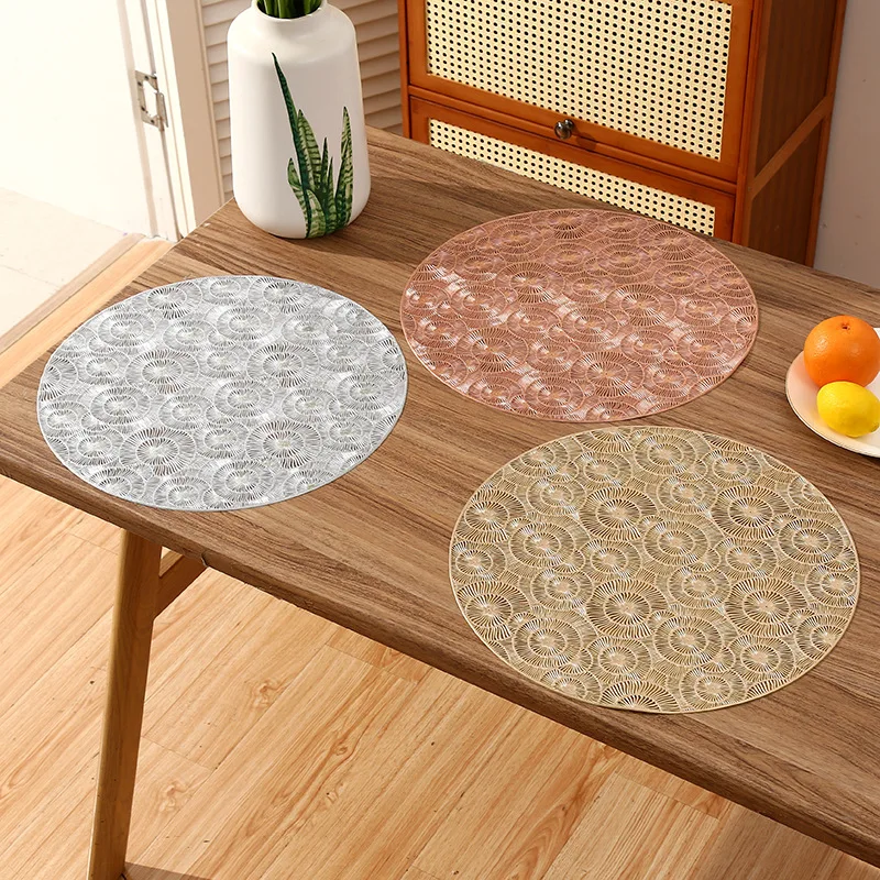 Cross-Border French Romantic roundPVCDining Mat Creative Coffee Heat Proof Mat High-Grade Light Luxury Restaurant Heat Insulatio