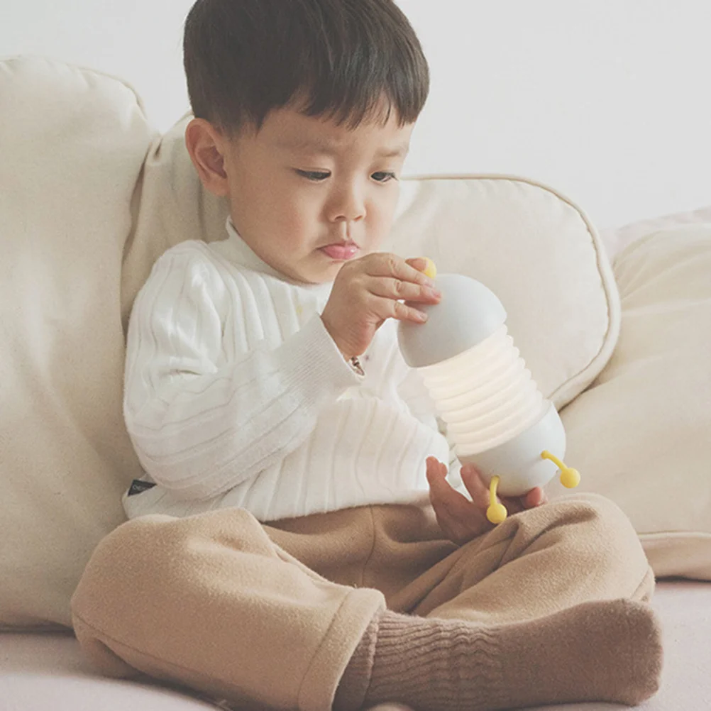 مصباح ليلي LED قابل للطي على شكل كاتربيلر قابل لإعادة الشحن، مصباح سيليكون ناعم لغرفة النوم الملونة