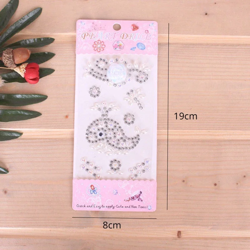 Pegatinas acrílicas de cristal coloridas en forma de ballena para niños, pegatinas creativas hechas a mano con piedras preciosas de diamantes, álbum de recortes
