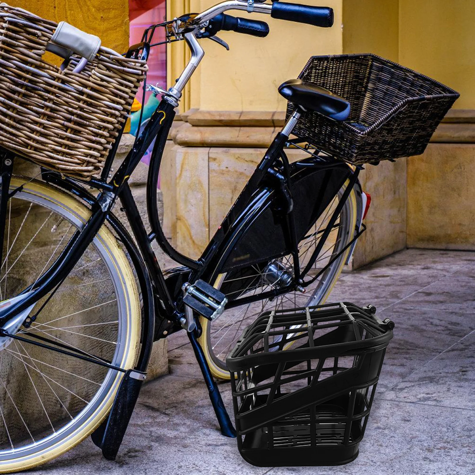 Quick Install Plastic Bike Basket for Front Handlebar Groceries Vegetables Shopping Bags Outdoor Cycling Accessories