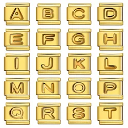 Fashion New Gold 26 Alphabet Letters Italian Charm Links Fit 9mm Stainless Steel Bracelet Women Man Jewelry DIY Making Gift