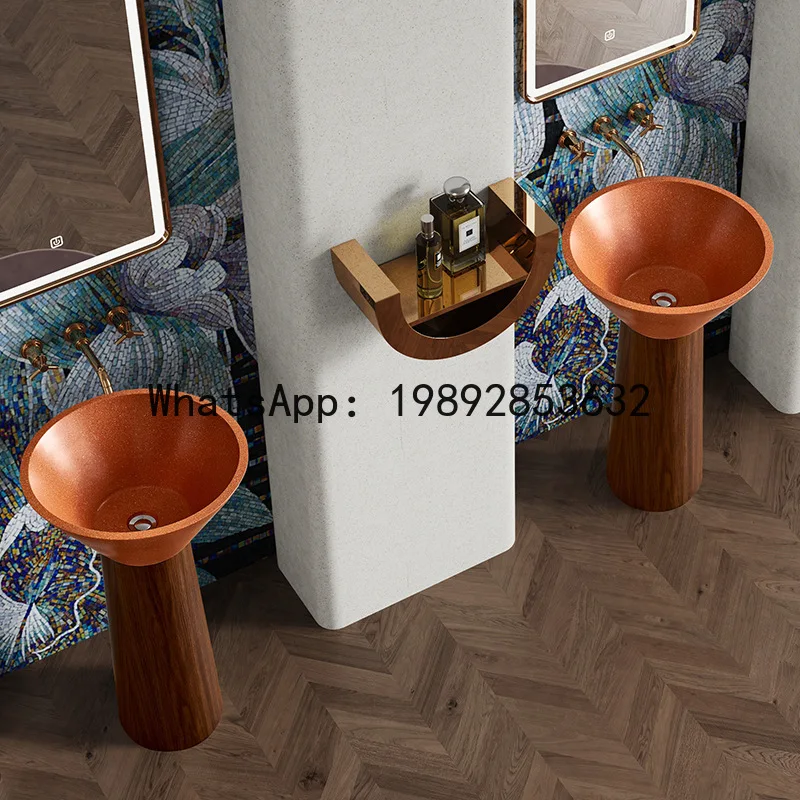LYY Balcony Floor-Standing Terrazzo Pedestal Basin Villa Courtyard Outdoor Creative Integrated Wash Basin Pedestal Wash Basin