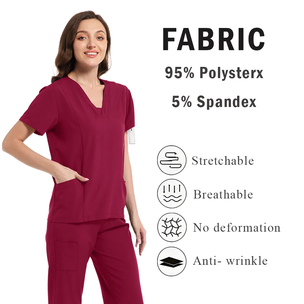 Uniformes médicos de alta calidad para mujer, conjunto de ropa de trabajo para SPA de belleza, uniforme Unisex para enfermera, clínica de odontología, Top y pantalones para hombre