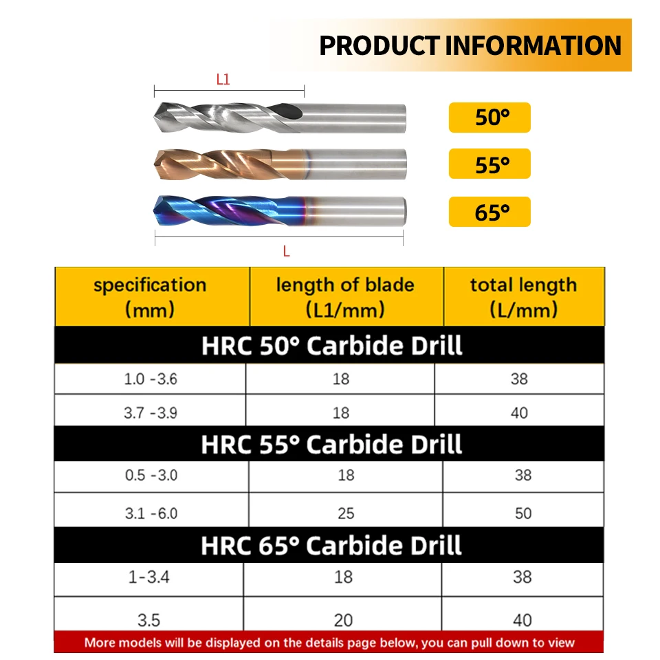 RIGTIP HRC50/55/65 Tungsten Carbide Drill Metal Drill Bit For Hard Metalworking CNC Lathe Steel Drilling Tool 0.5-20mm