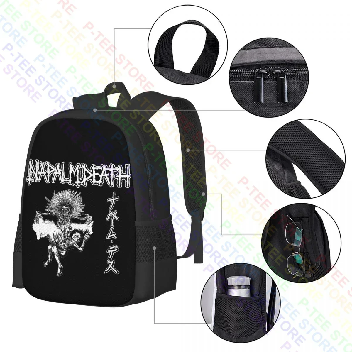 Napalm Death Split Punk Crust Grindcore Thrash Metal BandsBackpack Cetak Seni Vintage Kapasitas Besar