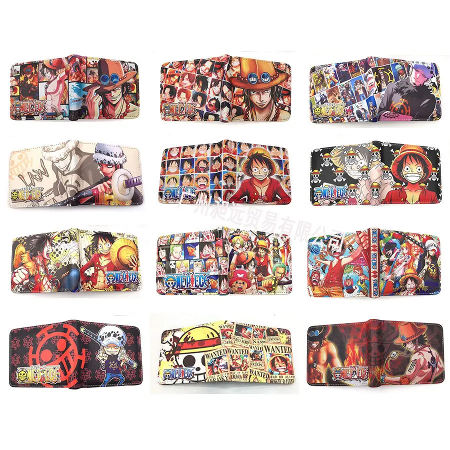 41types Anime Monkey D Luffy One Piece ZORO Cartoon PU Wallet Creative Simple Foldable Coin Purse Multifunctional Card Boys Gift view 2