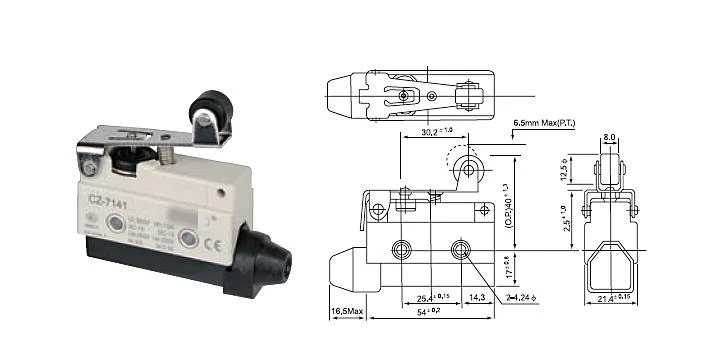 Detu DETU waterproof and oil proof limit travel microswitch CZ-7141 short wheel type