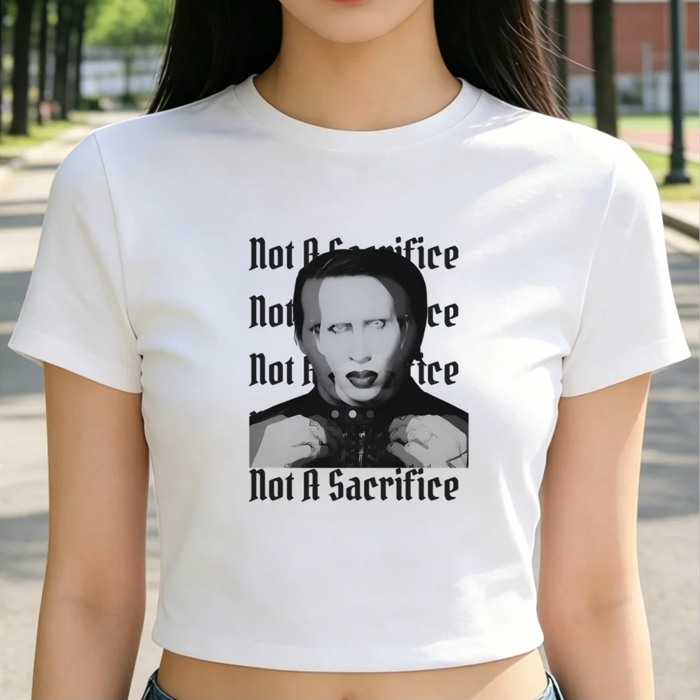 Marilyn Manson crop top ladies y2k cute korean fashion top tees goth summer streetwear funny korean fashion