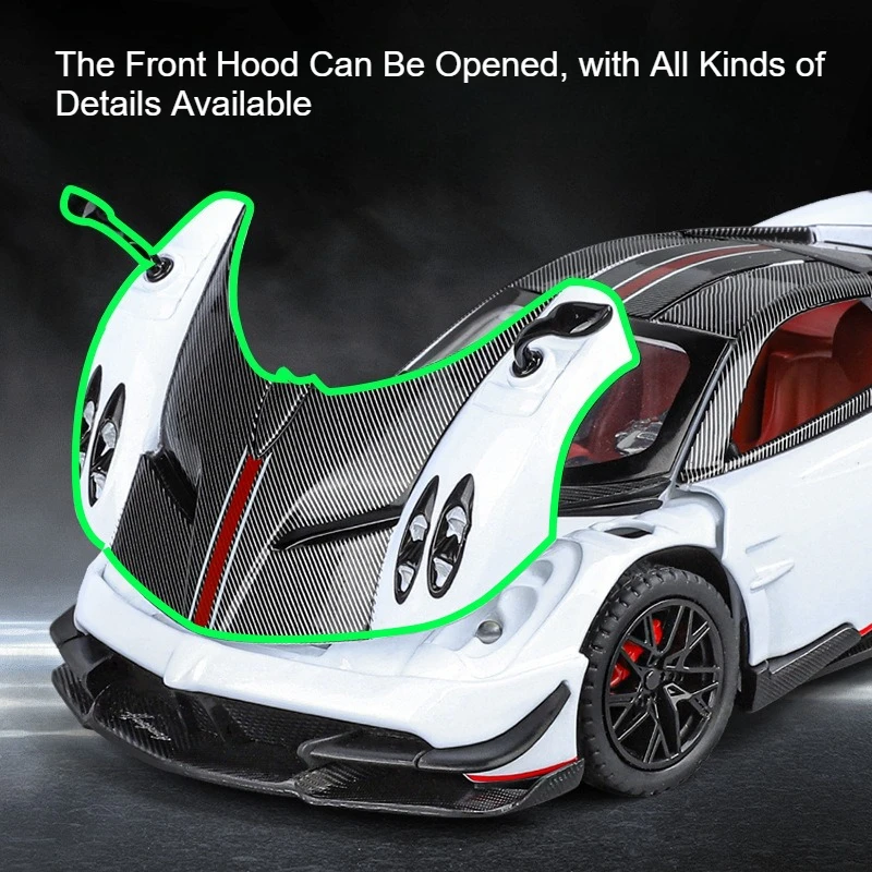 1:24 Pagani Huayra EVO Spray Sportwagen Modell Spielzeug Legierung Diecast Sound Licht Zurückziehen Türen Geöffnet Supercar Geschenke für Freund