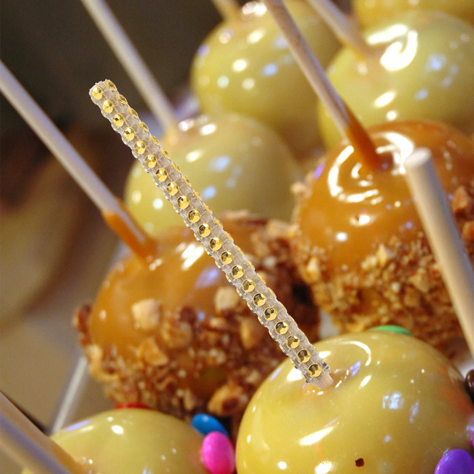 24 Palitos de Bambú con Purpurina para Caramelos, Palitos para Pastelitos de Caramelo, Malvaviscos, Decoración para Fiestas, Decoración para Mesa de Postres