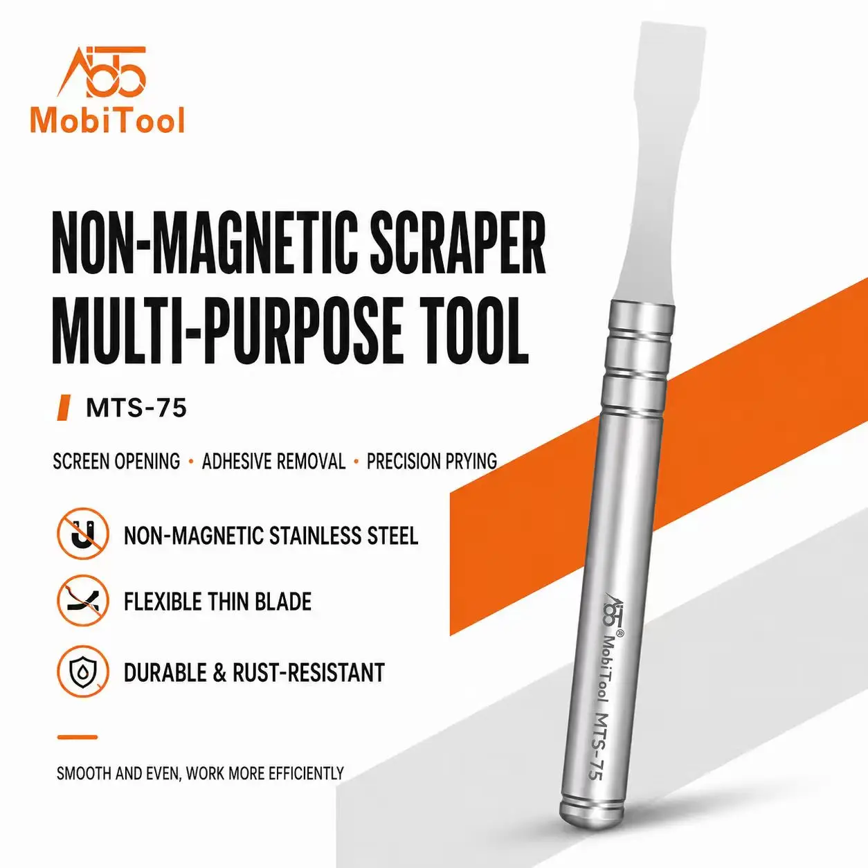 Mobi Tool Non Magnetic Scraper Stainless Steel Flexible Thin Blade Durable for Tin Planting Scraping Phone Screen Disassembly
