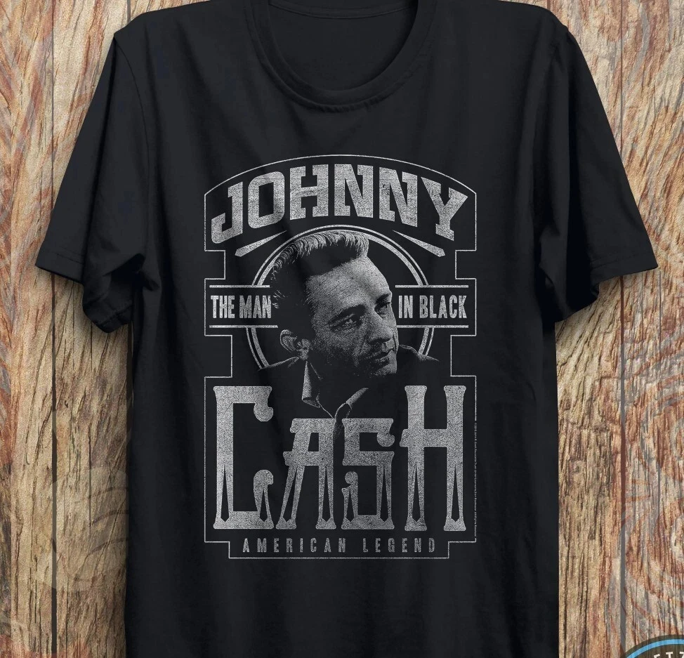 Vintage Johnny Cash American Legend T-Shirt Tour Shirt Rock Band Music  Tee  Tops Unisex Cotton Short Sleeve High Street